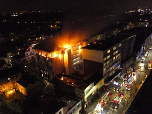 Every floor of the private student accommodation was affected by the blaze, fire chiefs said: London Fire Brigade