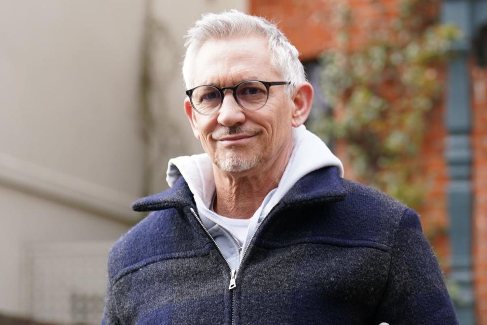 Gary Lineker’s first Match of the Day assignment since his dispute with the BBC will be to present live coverage of the FA Cup quarter-final between Manchester City and Burnley on Saturday (Lucy North/PA) (PA Wire)