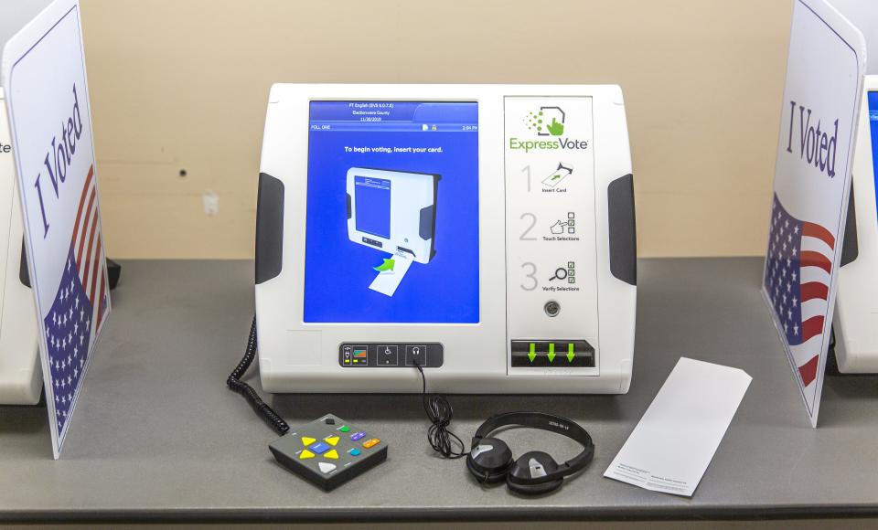 A closer look of the inclusive ExpressVote machines on Feb. 14 at the Portage County Municipal Center in Plover. The machines will be used by voters across Portage County and will provide an inclusive voting experience for people who are visually and hearing impaired and will also lower paper waste, speed up the polling process and eliminate overvoting occurrences.