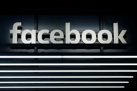 A Facebook logo is pictured at the Frankfurt Motor Show (IAA) in Frankfurt, Germany September 16, 2017. REUTERS/Ralph Orlowski