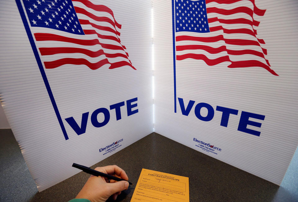 An early ballot envelope in North Andover, Mass.