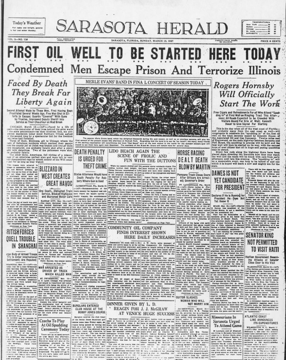 A headline on March 13, 1927, offered what would be false hope.