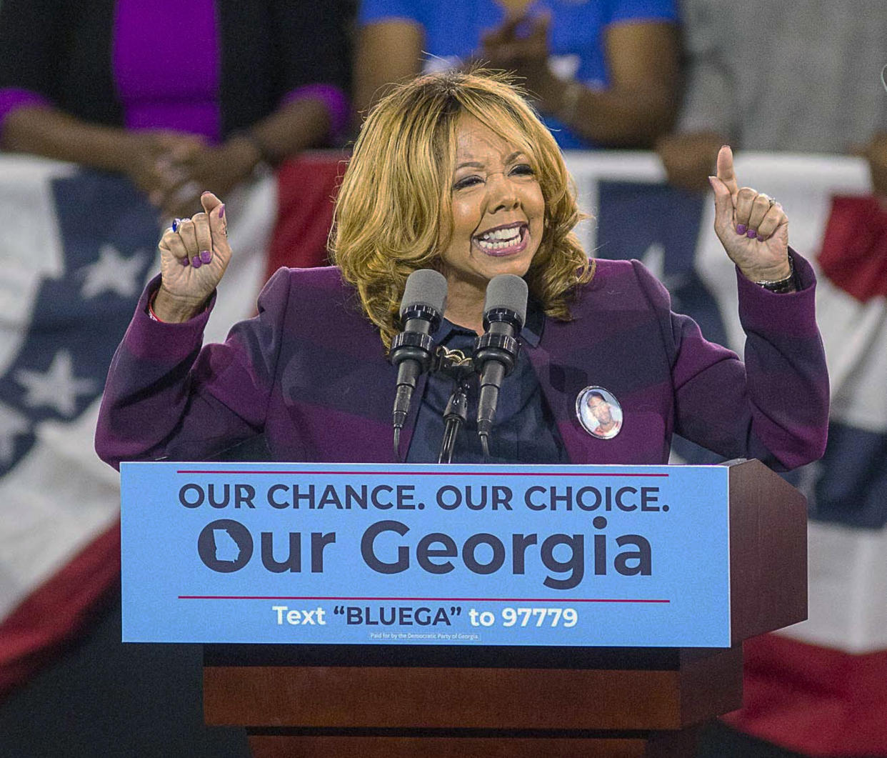 Lucy McBath speaks during a rally for Democratic gubernatorial candidate Stacey Abrams at Morehouse College in Atlanta on Nov. 2.&nbsp;McBath&nbsp;beat Republican incumbent Karen Handel in a tight race in Georgia's 6th Congressional District. (Photo: Associated Press)