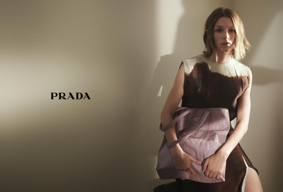 Hunter Scafer fronting Prada's spring 2023 ad campaign.