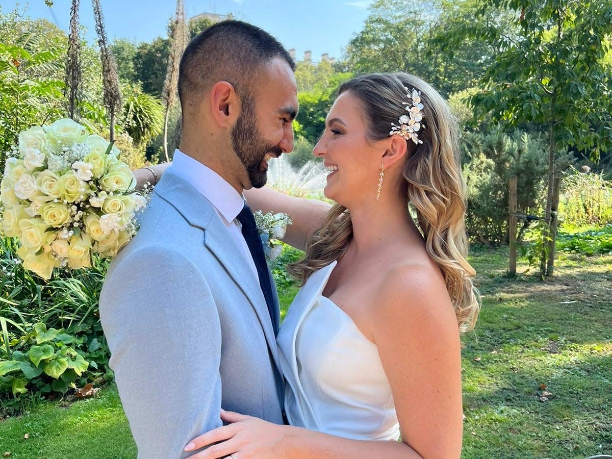 a couple on their wedding day