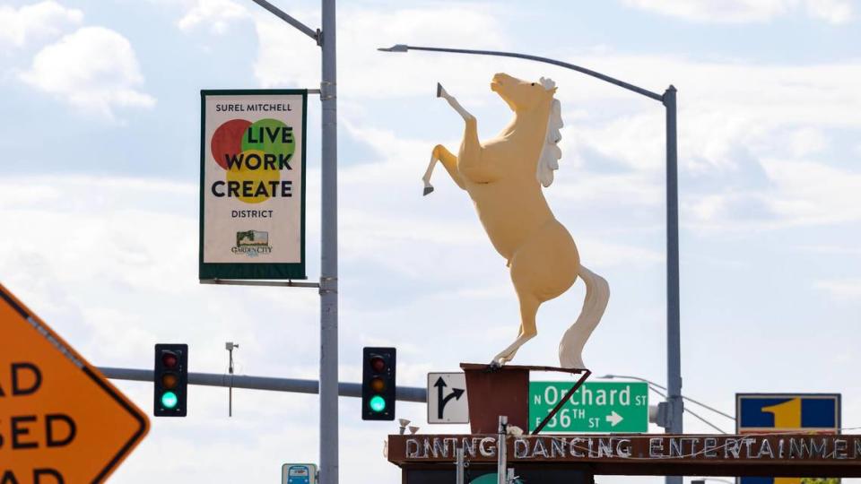 A horse statue adorns the top of the bar Somewhere, formerly the Ranch Club, at 3544 W. Chinden Blvd. in Garden City.