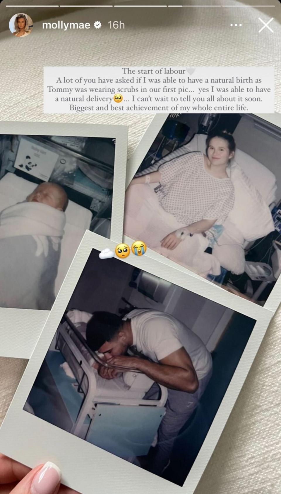 The reality TV star posted a collection of polaroid pictures taken after daughter Bambi was born (Instagram/Molly-Mae Hague)