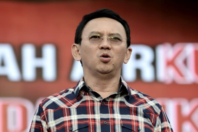 Jakarta governor Basuki Tjahaja Purnama, seen in February 2017, failed to cross the 50 percent re-election threshold, so the election will go to a runoff, according to officials