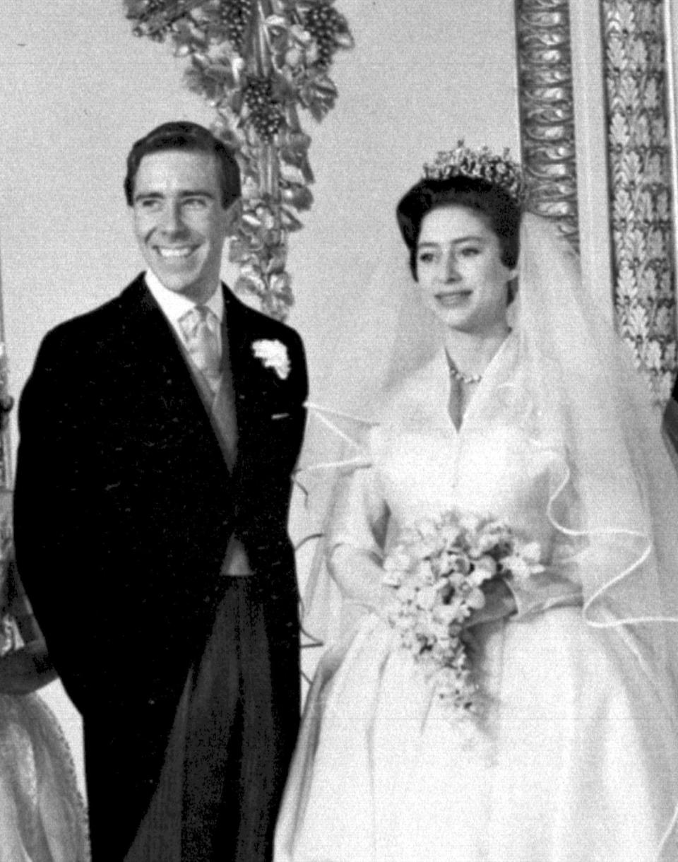 Princess Margaret and Antony Armstrong-Jones at Buckingham Palace after their marriage ceremony at Westminster Abbey in London.