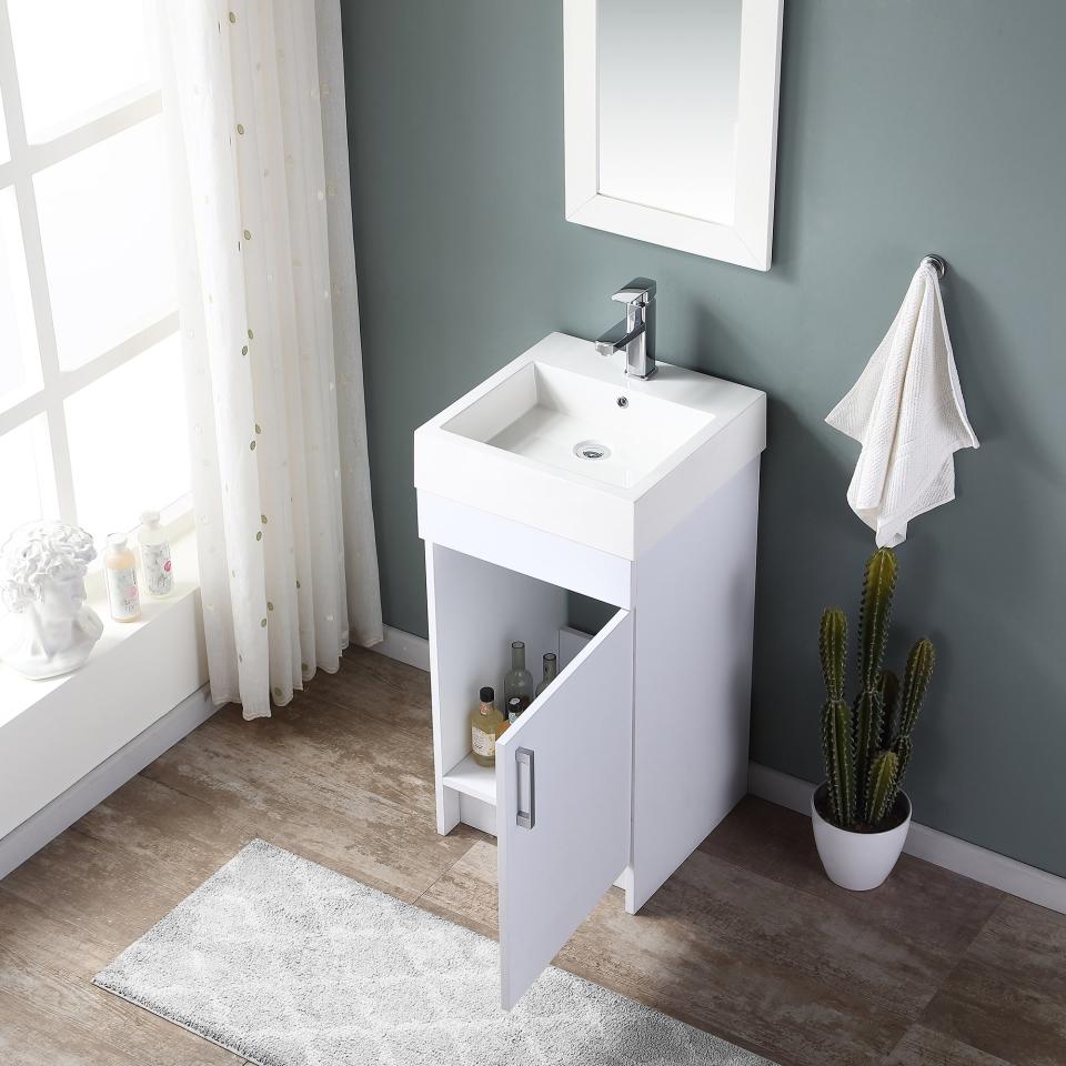 Mainstays Farmhouse 17.75 Inch White Single Sink Bathroom Vanity with Top (Credit: Walmart)