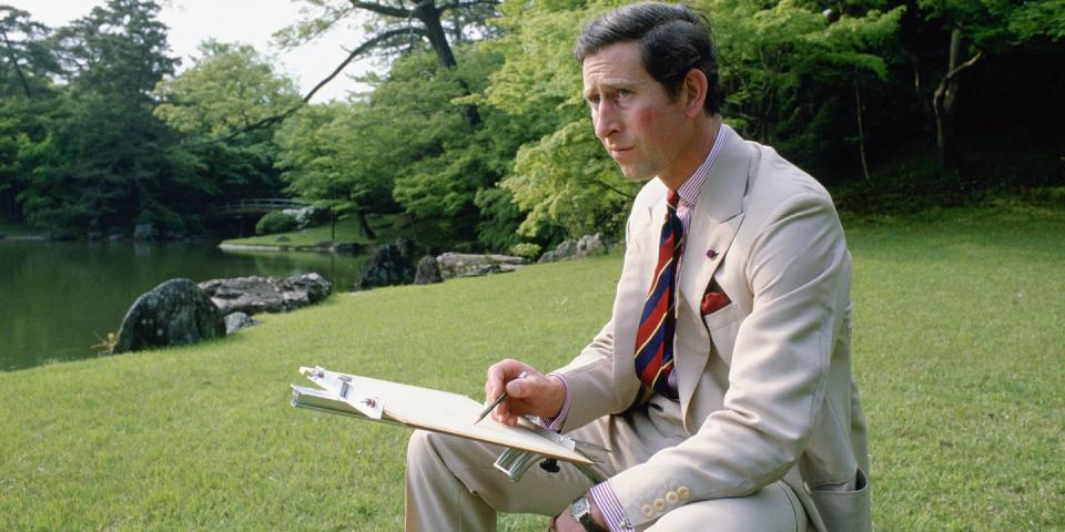 <p>Sketching in the gardens of Omiya Palace during his tour of Japan. </p>