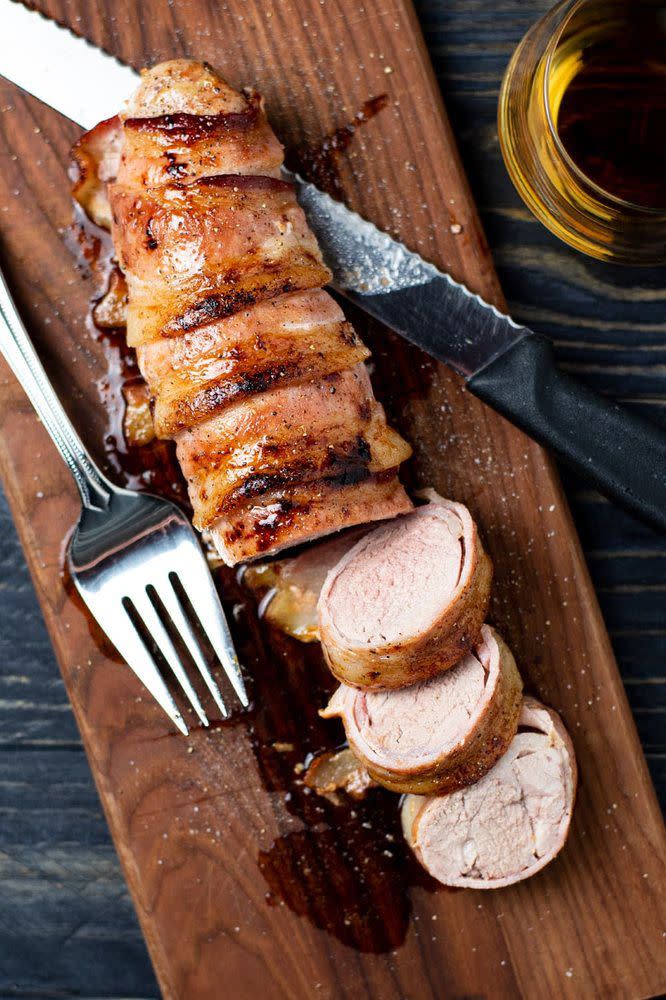 Bacon-wrapped pork tenderloin