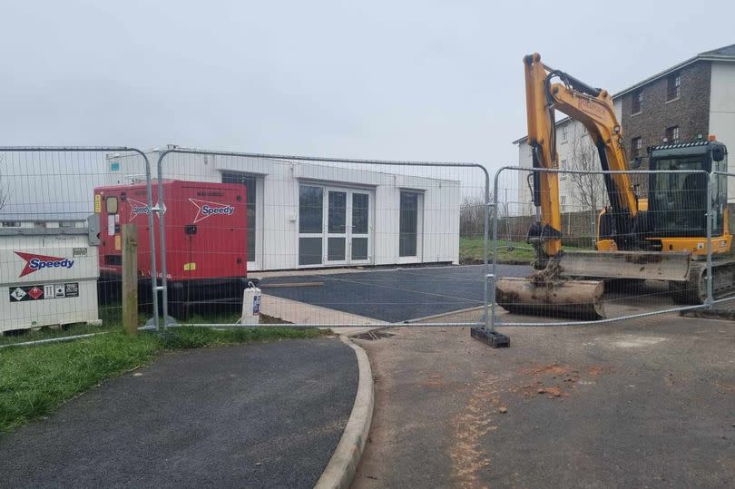 The temporary sales cabin on the Appledore Grove estate