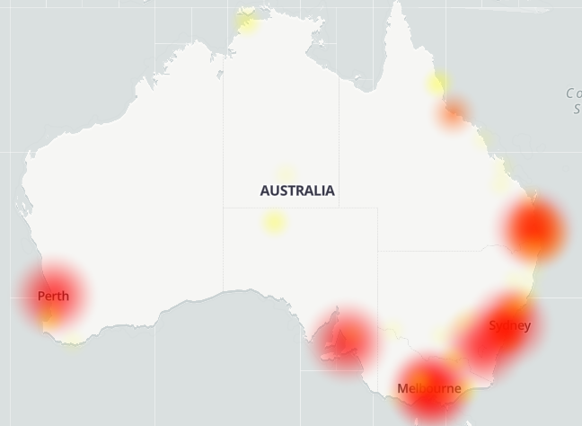 NAB Outage map. Source: Down Detector