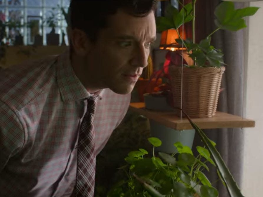 peter talking to his plants in single all the way