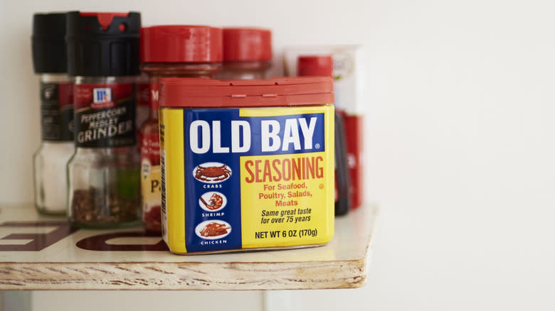 can of Old Bay on shelf