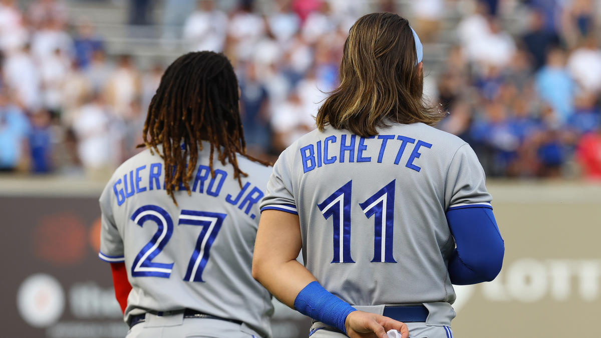 Jordan Romano, Bo Bichette, Whit Merrifield and Vladimir Guerrero Jr.  News Photo - Getty Images