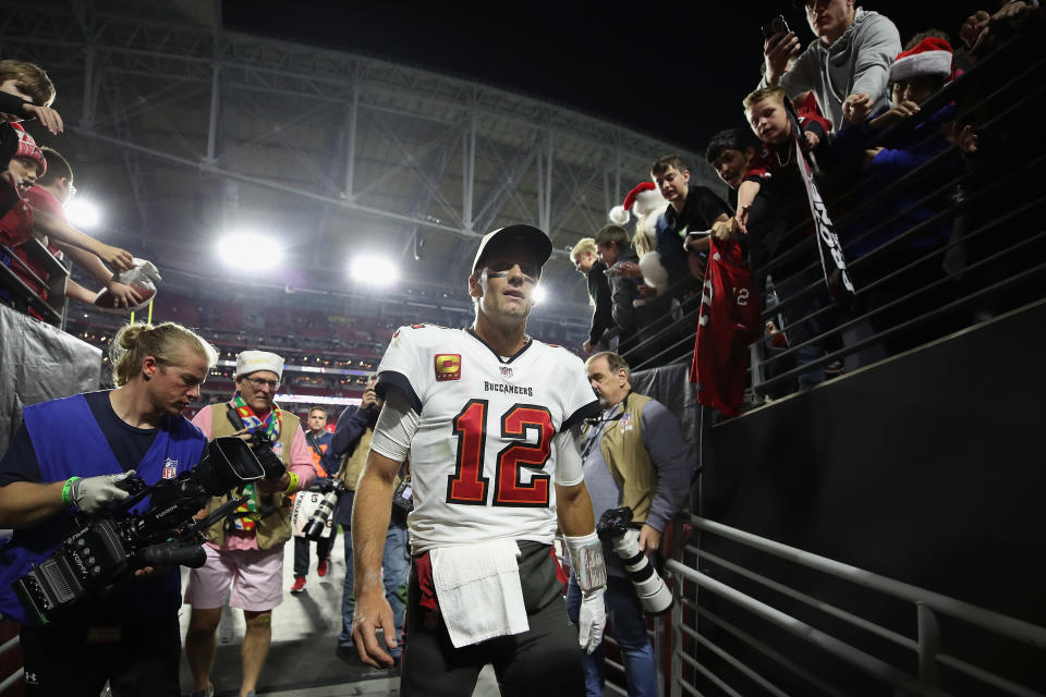 Tom Brady says he's done playing, and we should be done expecting otherwise. (Photo by Christian Petersen/Getty Images)