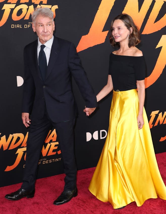 Calista Flockhart y Harrison Ford en el estreno de Indiana Jones