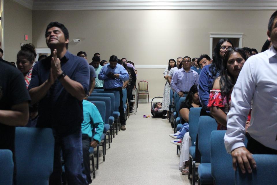 About 300 people attend each of the two Sunday service masses at Iglesia de Dios de la Profecia every Sunday.