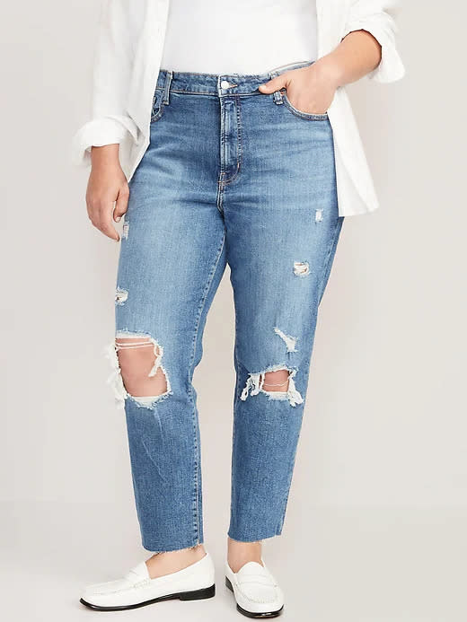 High-Waisted OG Straight Ripped Cut-Off Jeans. Image via Old Navy.