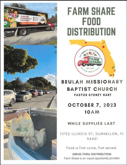 Food giveaway in Dunnellon on Saturday, Oct. 7, 2023.
