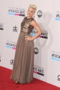 Pink arrives on the 2012 American Music Awards red carpet.