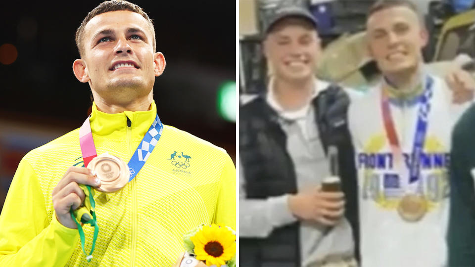 Australian Olympic medallist Harry Garside has been fined by Victoria Police, after the 24-year-old admitted to hosting 10 people at his home, despite Melbourne's lockdown. Pictures: Getty Images/Channel 7