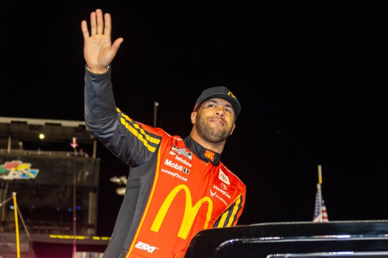 Bubba Wallace finished seventh in the 2024 Autotrader EchoPark Automotive 400 on Sunday at Texas Motor Speedway in Fort Worth, Texas. File Photo by Edwin Locke/UPI