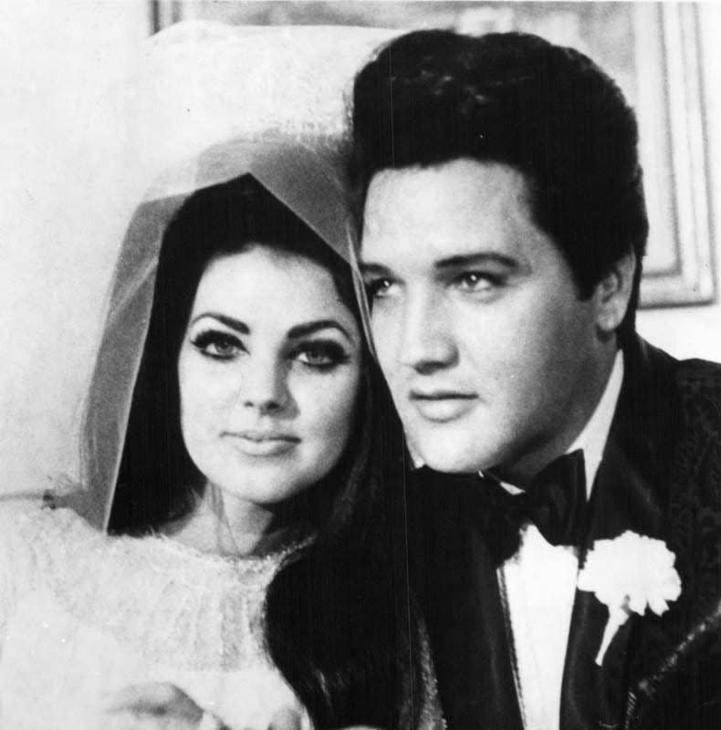 Priscilla and Elvis Presley on their wedding day in May 1967. The photo is from her book "Elvis and Me."