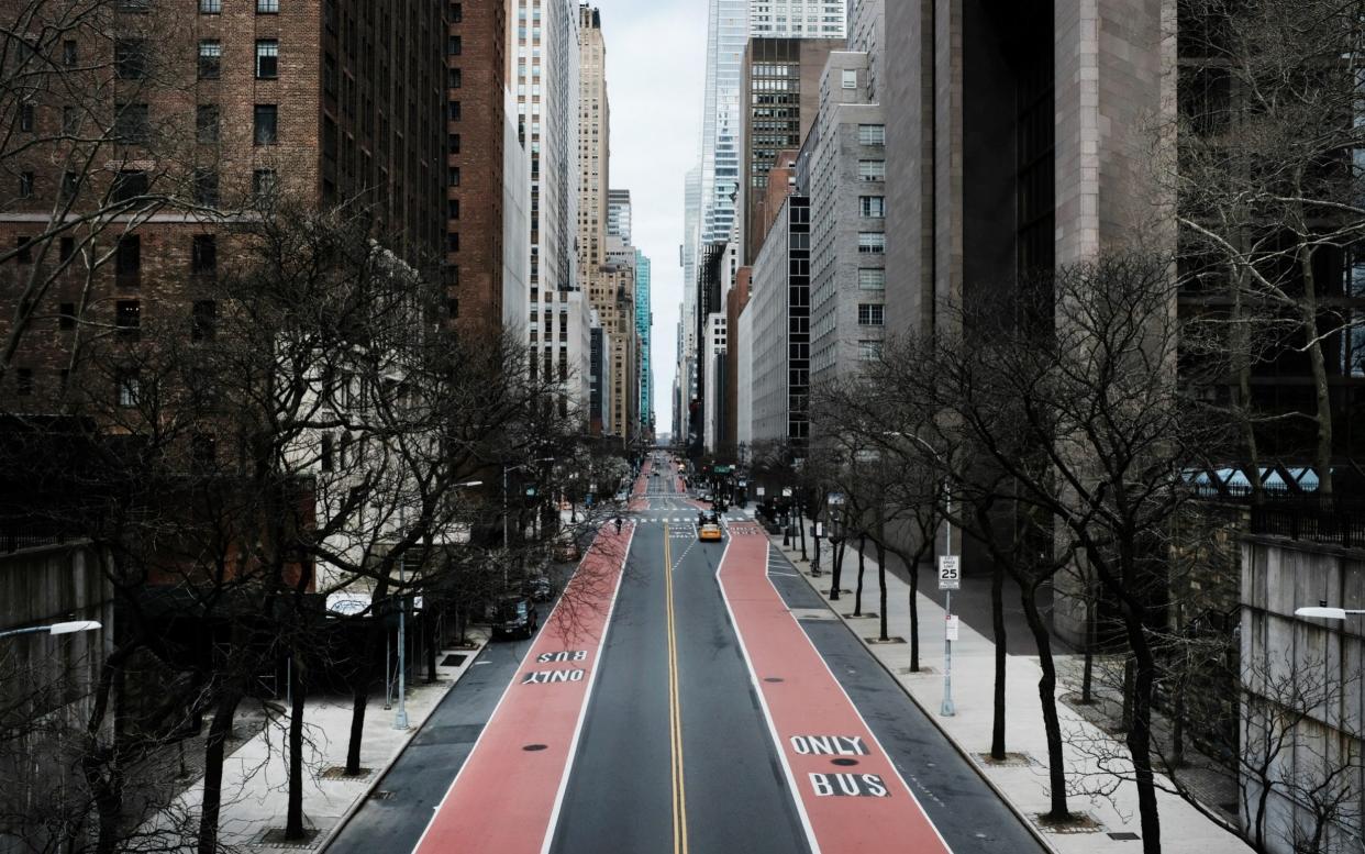 Forty Second Street stands mostly empty as as much of the city is void of cars and pedestrians over fears of spreading the coronavirus - Spencer Platt /Getty Images North America 