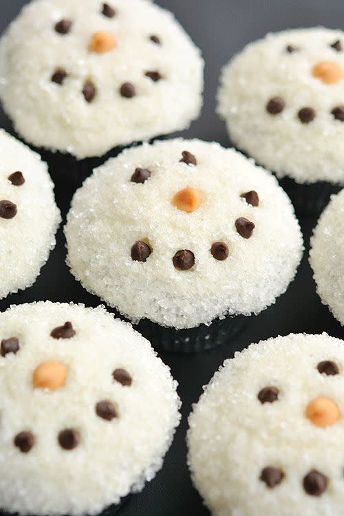 <p>If it doesn't snow where you live, make yourself a cupcake snowman. </p><p>Get the recipe from <a href="http://onelittleproject.com/easy-snowman-cupcakes/" rel="nofollow noopener" target="_blank" data-ylk="slk:One Little Project;elm:context_link;itc:0" class="link ">One Little Project</a>.</p>