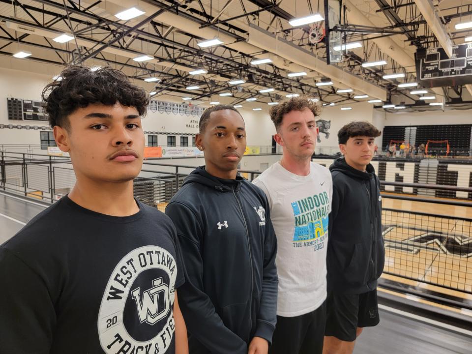 West Ottawa's Ruben Esparza, Allen Payne Jr., Ben Monger and Bryce Buckner broke the school record in the 4x200 relay.