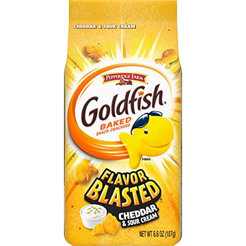 Goldfish Flavor Blasted Cheddar and Sour Cream Crackers, Snack Crackers, 6.6 oz bag (Pack of 24)