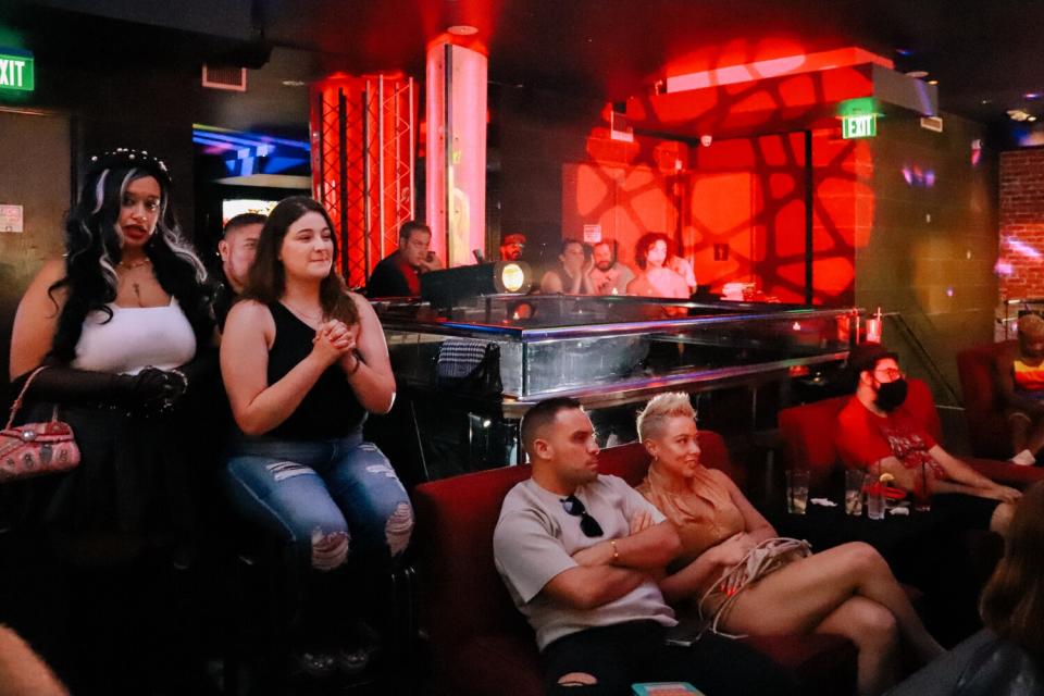 Audience members take in the performances at "the Mic."