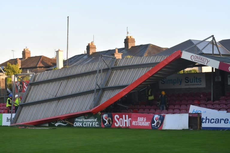 The roof of Turners Cross stadium in Cork was blown off