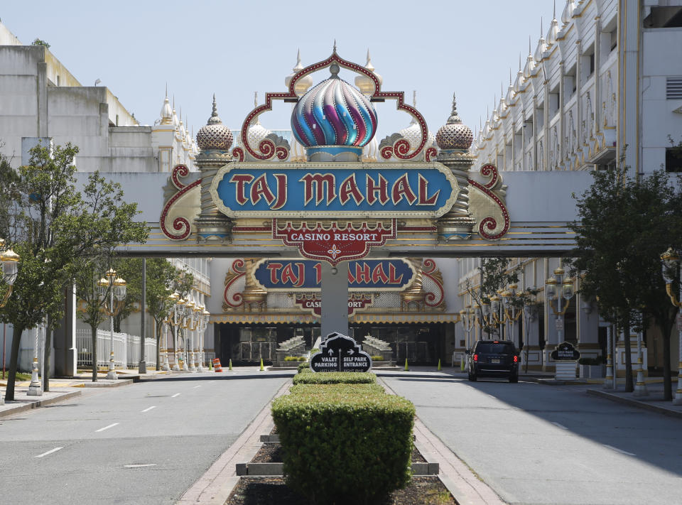 The former Trump Taj Mahal is seen in Atlantic City, N.J., Monday, June 19, 2017. (AP Photo/Seth Wenig)