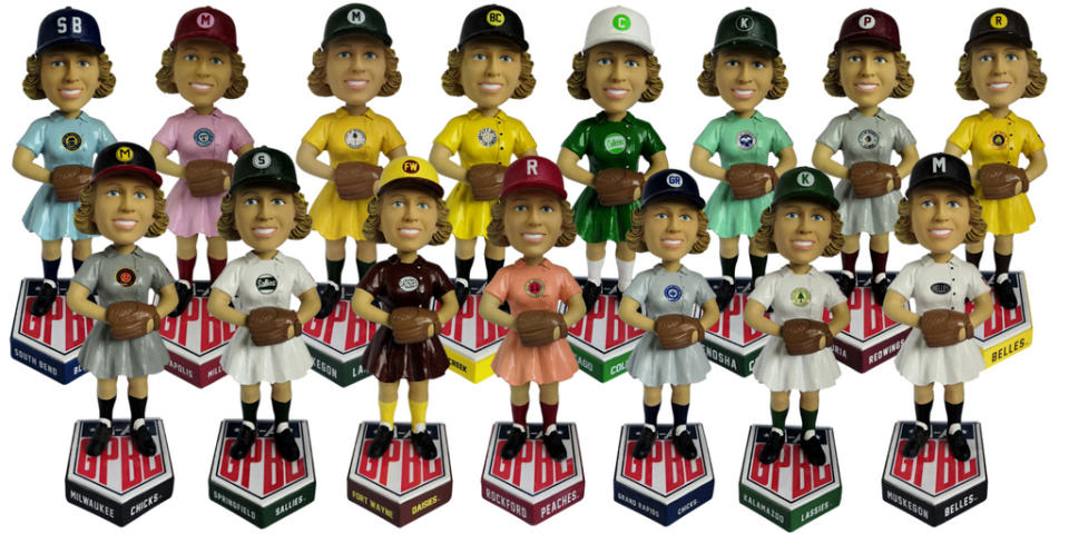 For the first time ever, there will be a full set of bobbleheads for all 15 teams in the All-American Girls Professional Baseball League. (National Bobblehead Hall of Fame)