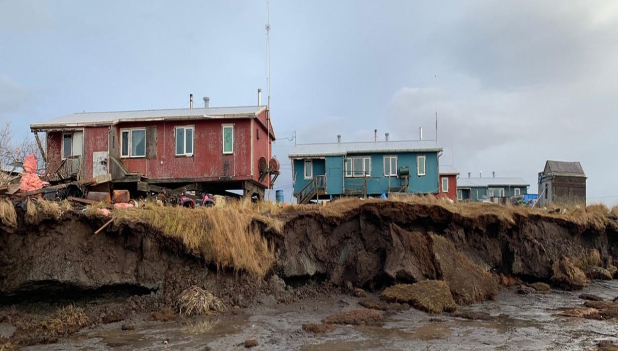 Erosion encroaches on Newtok Village in Alaska. Romy Cadiente / Alaska Department of Commerce, Community, and Economic Development