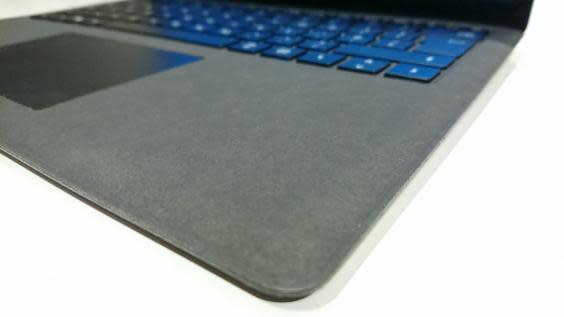 The Alcantara material on the palm rests is designed for 'maximised typing comfort' (The Independent)