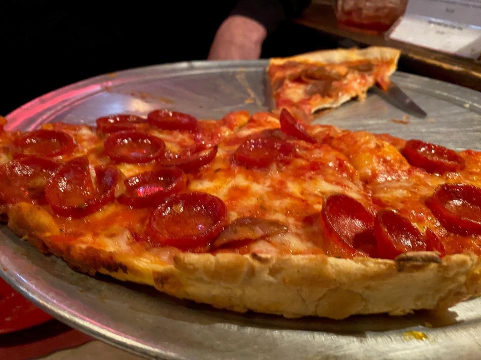 Half pepperoni and half sausage pie from Patsy's of Paterson