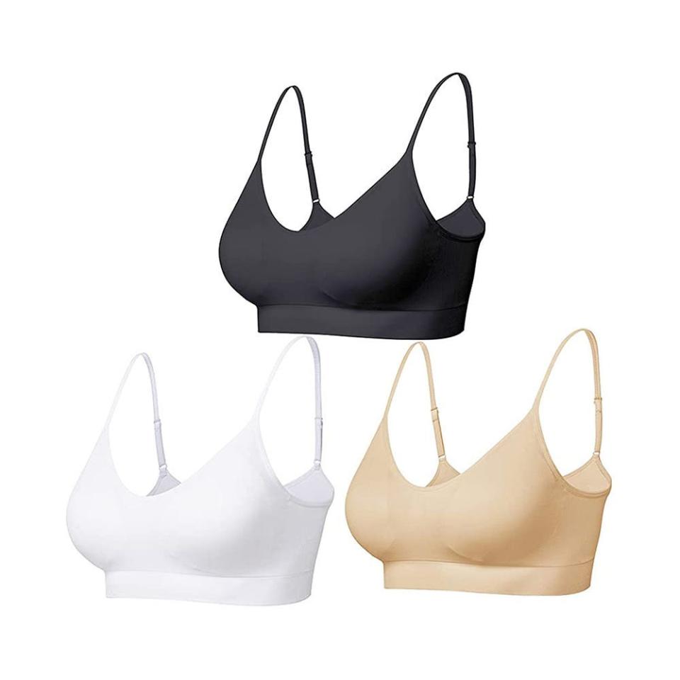 Padded Sleep Bras, Seamless Yoga Bras, 3 Pack