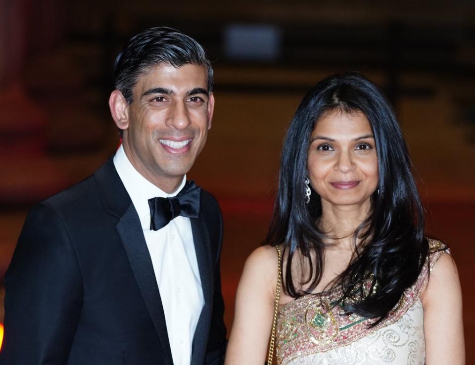 Chancellor Rishi Sunak and his wife Akshata Murthy (Ian West/PA) (PA Wire)