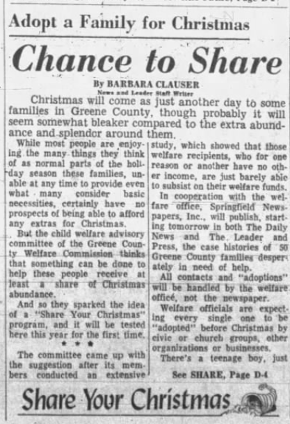 The first Share Your Christmas article from Dec. 6, 1964.