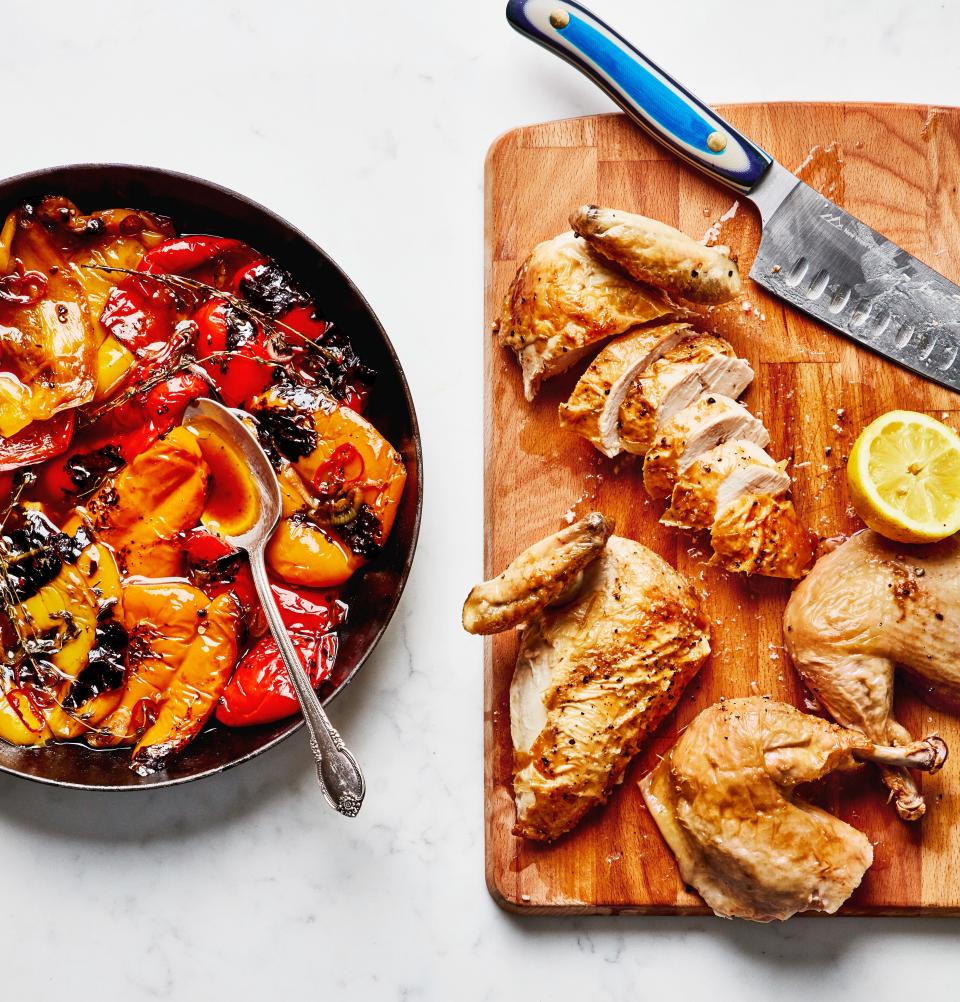 Roast Chicken with Bell Peppers, Lemon, and Thyme