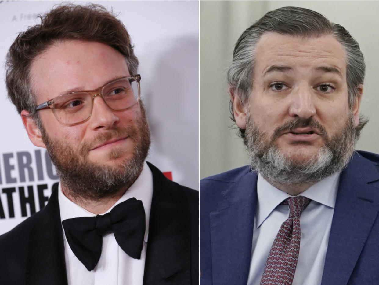 Seth Rogen and Ted Cruz have been rowing over Twitter for a week (Rex)