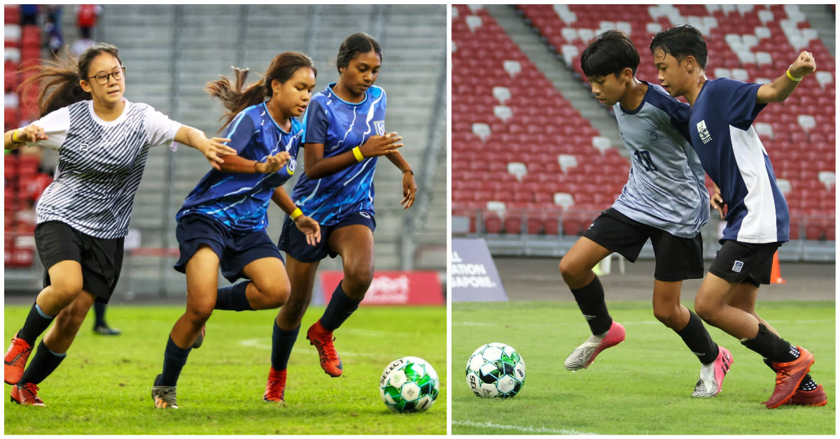 Student-athletes taking part in the SFA Fiesta at the Singapore Sports Hub to kick off the Unleash the Roar! project this year. (PHOTOS: Andrew Ho/UTR)