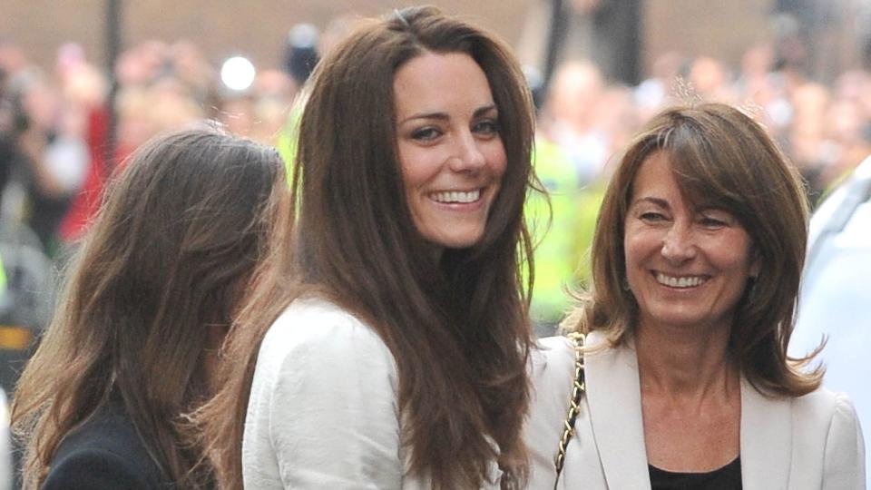 Kate, Pippa and Carole Middleton arriving at The Goring Hotel on the eve of the royal wedding