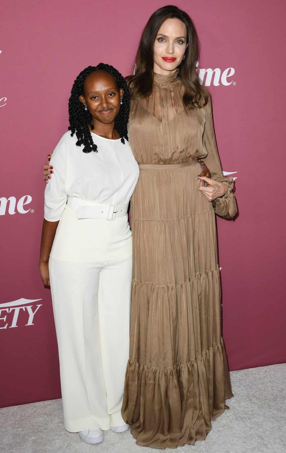 Zahara Jolie-Pitt and Angelina Jolie attend Variety's Power Of Women: Los Angeles Event on September 30, 2021 in Beverly Hills, California