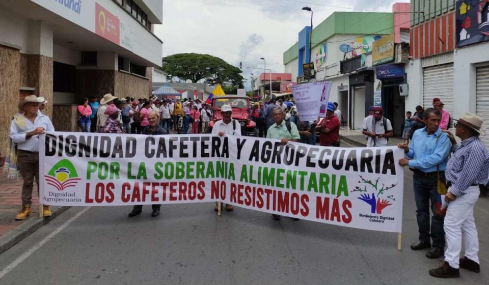 Los cafeteros ya han realizado diversas marchas en el país durante 2024, pero plantean irse a paro nacional. Foto: Dignidad Agropecuaria